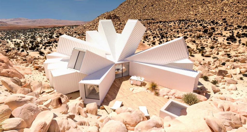 Casa contenedor en el desierto.